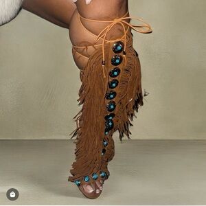 Fringed Suede Vest with Turquoise Accents